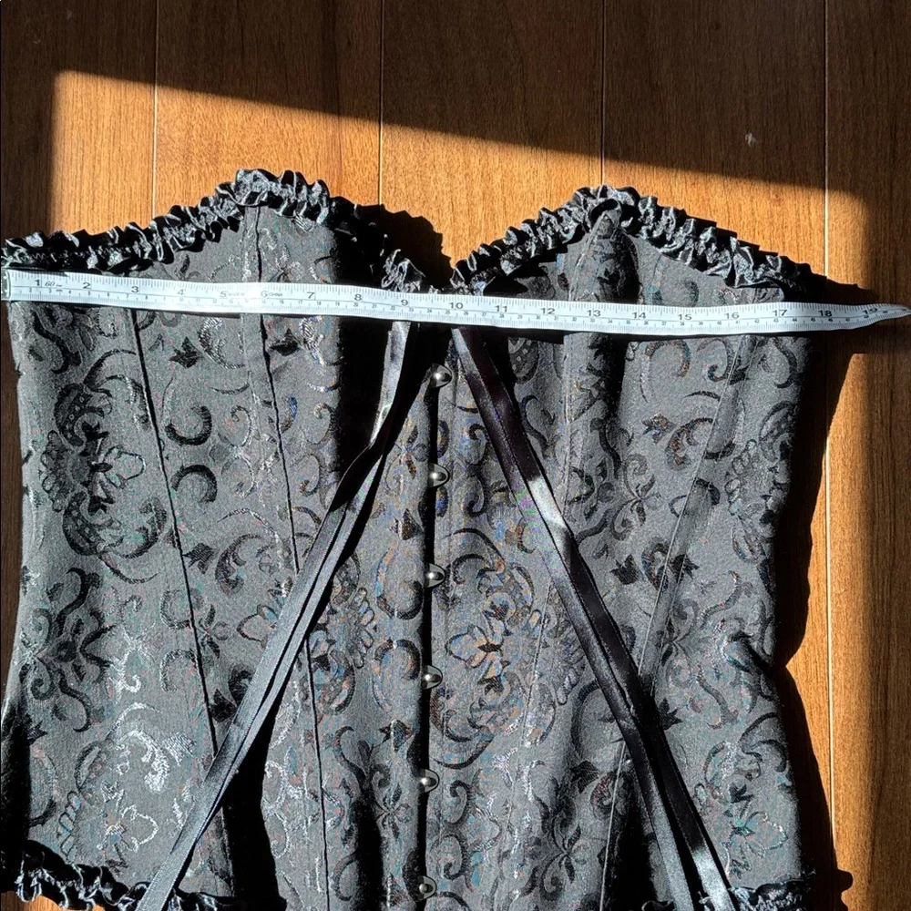 Black Strapless Brocade Corset Bustier - Picture 10 of 13